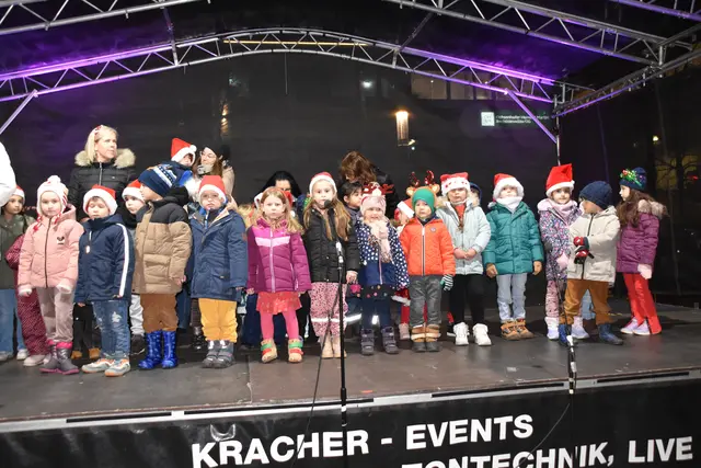 Die Kindergartenkinder standen mit einigen Liedern auf der Bühne. | Foto: MeinBezirk/Michael Strini