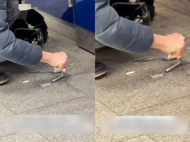 Vor einigen Tagen wurde ein TikTok-Video veröffentlicht, welches einen Mann am Bahnhof Wien Mitte zeigt, der eine Crackpfeife am Boden vorbereitet. | Foto: Screenshot TikTok