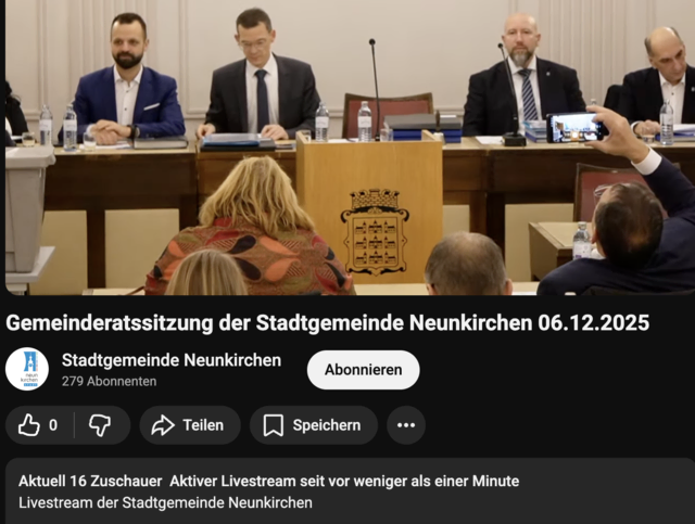 16 Zuschauer verfolgten um 7 Uhr früh den Beginn der Gemeinderatssitzung mit Bürgermeisterwahl. | Foto: Screenshot MeinBezirk