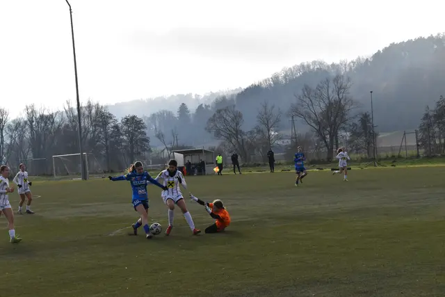 Jana Branz in Aktion gegen Verteidigerin und Torfrau. | Foto: MeinBezirk/Michael Strini