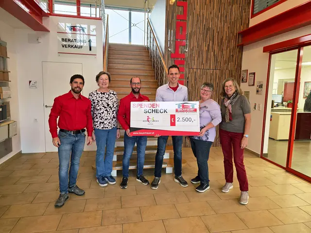 Sascha Baumhauer, Christa Daniel (Obfrau), Philip Baumhauer, Thomas Baumhauer, Andrea Schmidt (Kassier) und Maria Nagl (Obfrau Stellvertreter). | Foto: Fa. Baumhauer