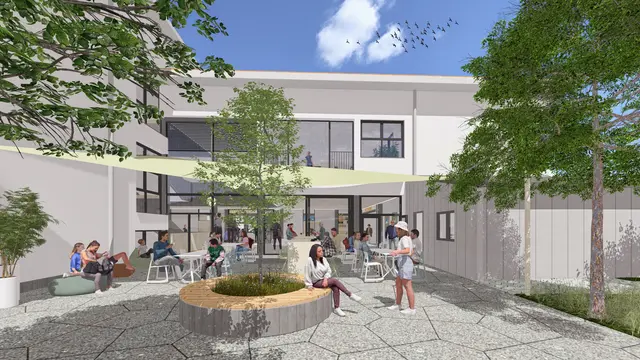 Visualisierung Außengestaltung MS GRein &amp; Poly Grein.  | Foto: F2 Architekten ZT GmbH