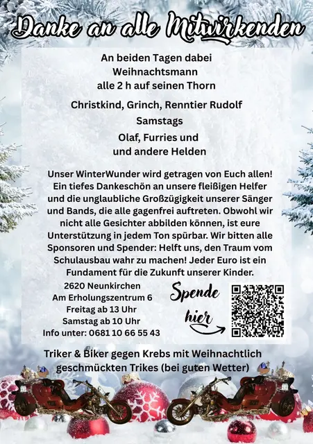 Ein riesiges Dankeschön an alle Helfer, Künstler und Sponsoren, die dieses Fest möglich machen! Jeder Euro bringt uns dem Schulausbau näher – scannen Sie den Code, um direkt zu spenden.