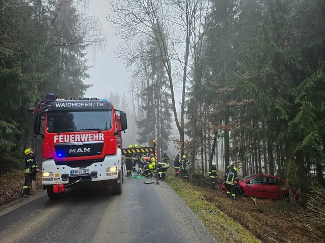 Einsatzkräfte am Unfallort | Foto: FF Waidhofen/Thaya
