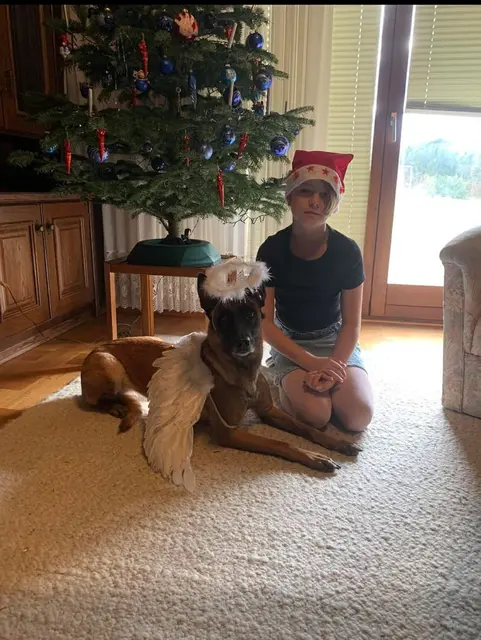 Nikita Leitner mit einem ihrer Fellfreunde zu Weihnachten. | Foto: Tamara Leitner