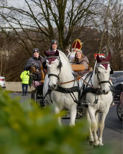 Der Nikolaus kam mit der Lipizzanerkutsche ins WEZ. | Foto: WEZ Bärnbach