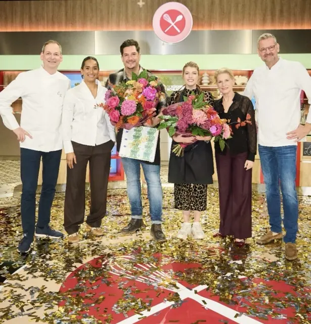 v.l. Sternekoch Christoph Rüffer, Sterneköchin Alina Meissner-Bebrout, David Kruselburger, Luisa, Köchin und Moderatorin Cornelia Poletto und der deutsche Koch, Thomas Martin. | Foto: David Kruselburger