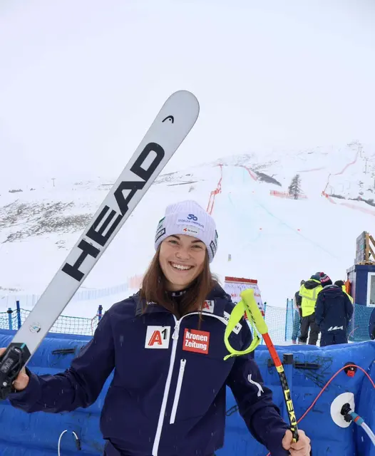 Anna Schilcher gewann erstmals die Europacup-Abfahrt in St. Moritz. | Foto: Schilcher
