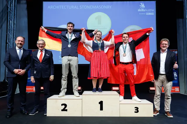 Juliana Hain, Steinmetzin aus Hofkirchen, holte sich den Europameistertitel. | Foto: SkillsAustria
