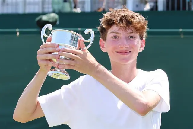 Moritz Freitag aus Bad Waltersdorf holte sich als erster Österreicher den Sieg beim Junior Championship in Wimbledon. | Foto: GEPA Pictures Alan Grieves