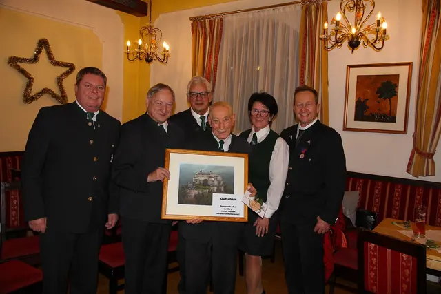 90. Geburtstag von Ehrenfähnrich Hubert Arnold im Gasthof Assisi/Neu/Anif
Ansprache des Kam.-Obm. Raimund Stumper