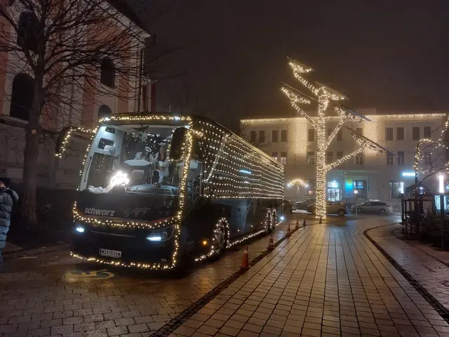 Der Weihnachtsbus strahlte mit dem Solarbaum um die Wette | Foto: Gerald Dreisiebner