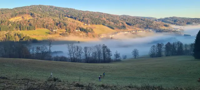 Wenn es keinen Schnee gibt, dann eben zu Fuß den Hang hinunter