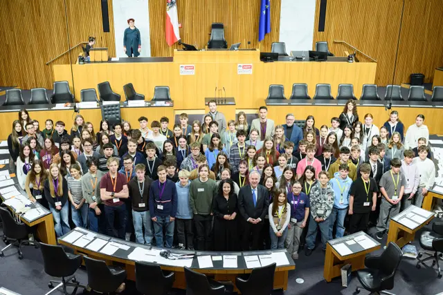 Rund 100 Jugendliche aus vier Klassen waren beim 27. Jugendparlament dabei. | Foto: Gymnasium Köflach