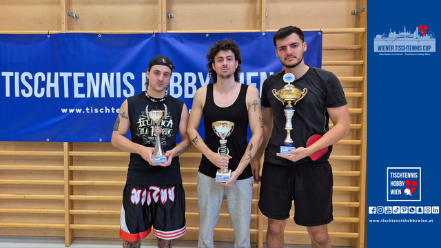 Top 3 Spieler mit den meisten Punkten über das gesamte Tischtennis Jahr 2025 | Foto: Tischtennis Hobby Wien