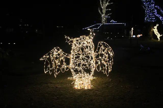 Verschiedene Lichtinstallationen führen entlang eines Lichterwegs durch das Ortszentrum.