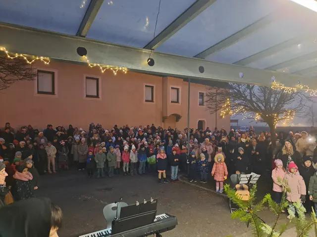 Die Volksschule Enns lud am Donnerstag, 18. Dezember, zu einem stimmungsvollen Adventkonzert vor dem Schuleingang. | Foto: VS Enns