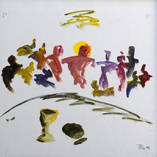 Im Jänner und Februar im Foyer der Aquarena Kitzbühel zu sehen unter anderem das Kunstwerk aus dem Jahre 1993 von Mundmaler Paulus Ploier mit dem Titel "Am Festtagstisch" in der Technik Mundmalerei Acryl auf Holz (Größe: 64 cm x 64 cm inklusive dem Rahmen). | Foto: www.paulus-art.at