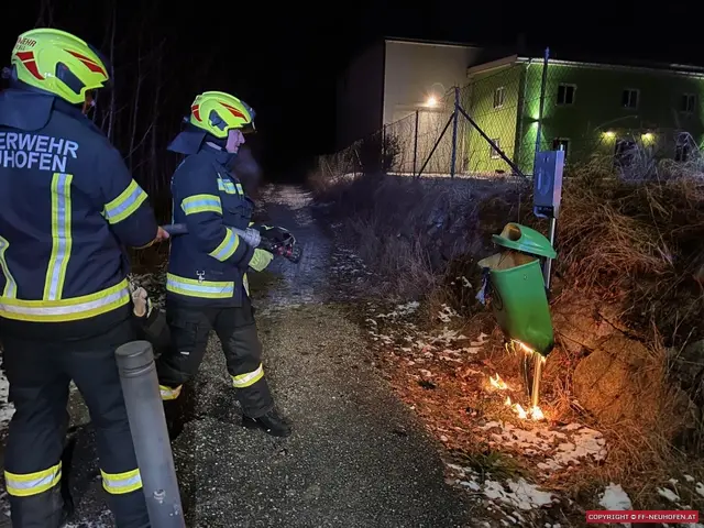 Ein Abfallcontainer in Neuhofen im Innkreis fing Feuer. | Foto: FF Neuhofen im Innkreis