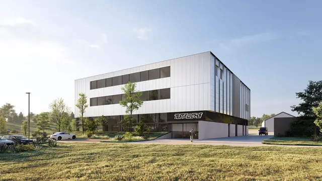 Visualisierung des neuen Test-Fuchs Produktions- und Bürogebäude | Foto: Arkform