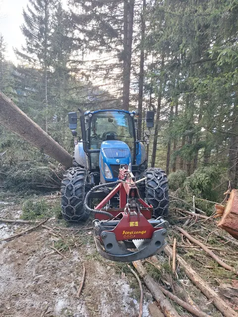 Ein bereits gefällter, aber verkeilter Baum traf den Forstarbeiter am Bein.  | Foto: FF Obdach