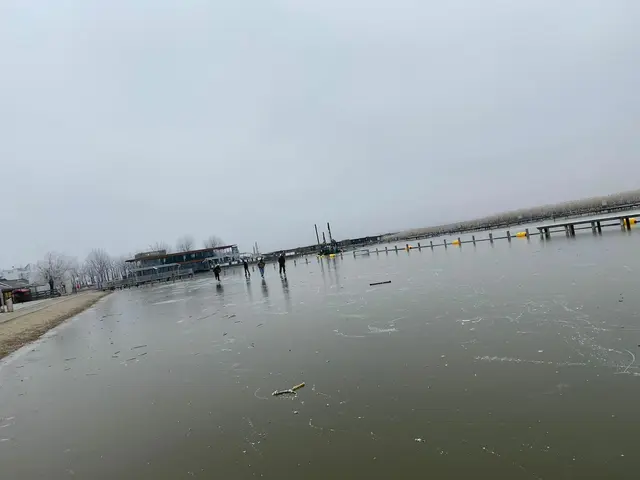 Erste Personen wagten sich bereits vor Tagen auf das Eis am Neusiedler See.  | Foto: Elias Triebaumer
