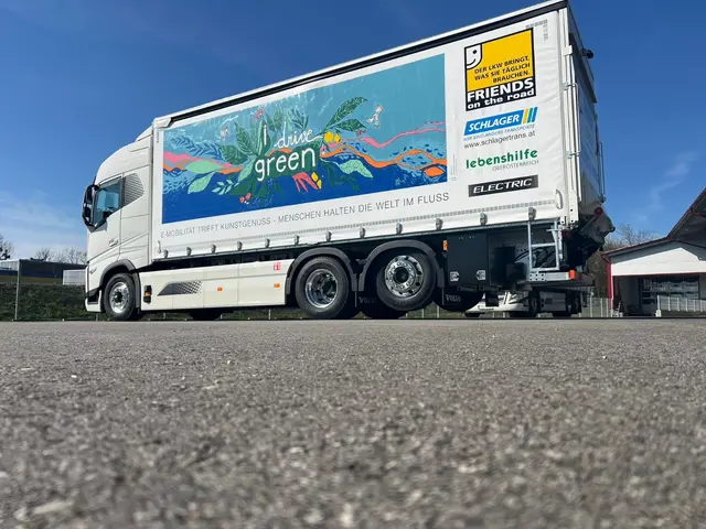 Sarah Maria Saminger bemalt Wände. Hier eine LKW Plane.  | Foto: Sarah Maria Saminger