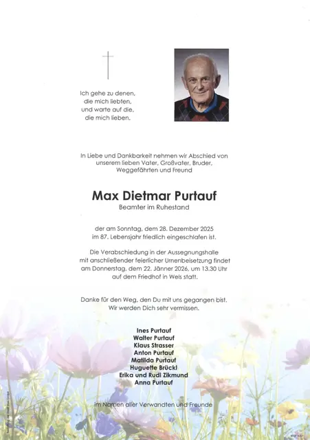 PSV-Funktionär und Kriminalbeamter im Ruhestand Max Purtauf verstarb am 28. Dezember 2025 im 87. Lebensjahr. | Foto: Privat/Familie Purtauf
