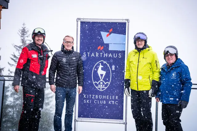 Pistenchef Hans-Peter Schwaiger (Bergbahnen Kitzbühel), Hermann Kralinger (K.S.C.), LH Anton Mattle, Wilfried Leitzinger (K.S.C.) | Foto: Fischler