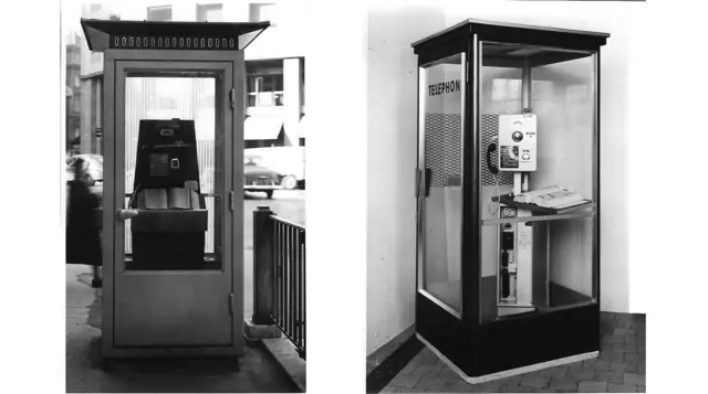Ein Münzfernsprecher am Stephansplatz aus dem Jahr 1957. Rechts: Eine Fernsprechaußenzelle der 60er. | Foto: A1 Telekom Austria AG