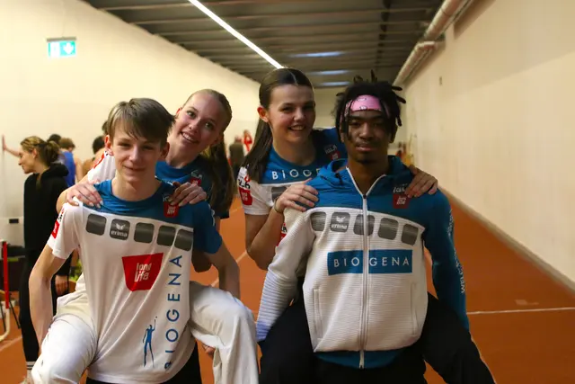 Starten erfolgreich in Hallen-Sprintsaison: Niklas Angerer, Alina Glasner, Marie Angerer und Leopold Nguyen (v. l.). | Foto: Angerer