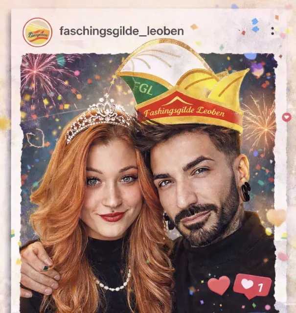 Das neue Prinzenpaar Jessica Gall und Dominik Hyll steht für Herzlichkeit und ein modernes Miteinander. (KI-generiertes Bild) | Foto: Faschingsgilde Leoben