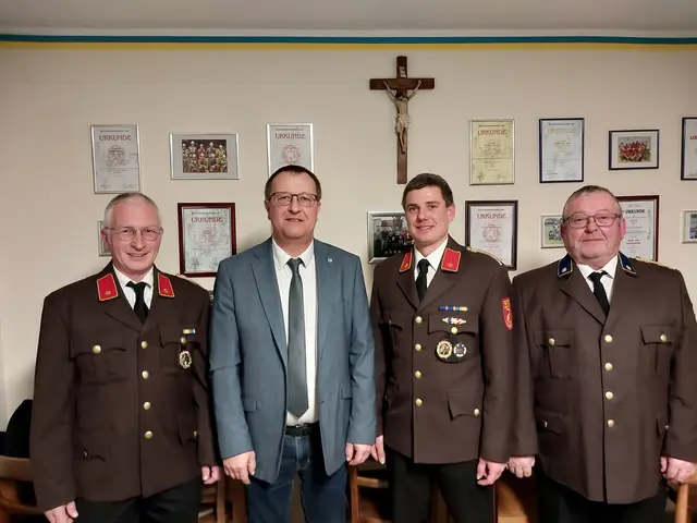 Harald Braun, Bürgermeister Wolfgang Schmöger, Erhard Mang und Rudolf Lager. | Foto: FF Zaingrub