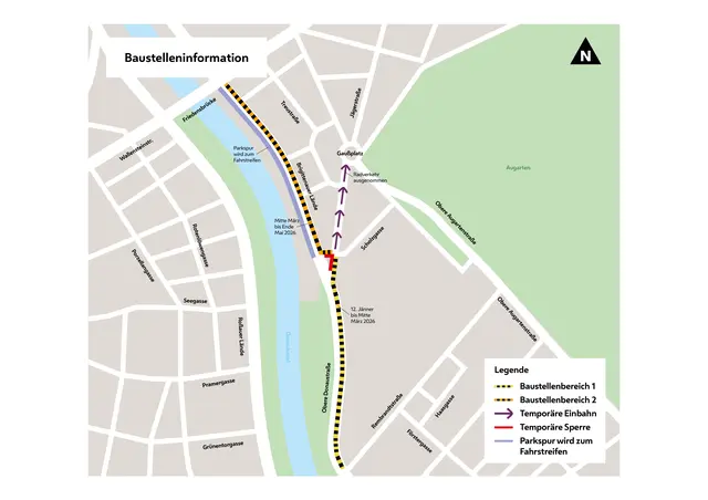 Die Auswirkungen der Wasserrohrlegung bis Ende Mai grafisch dargestellt.  | Foto: Wiener Wasser