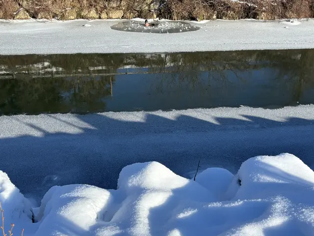 Wer bei diesen Temperaturen in die Sulm baden geht, sollte mit seinem Arzt Rücksprache halten. Franzi Kriegl tut die Kälte für seine Gelenke besonders gut. | Foto: MeinBezirk/W. Fischer