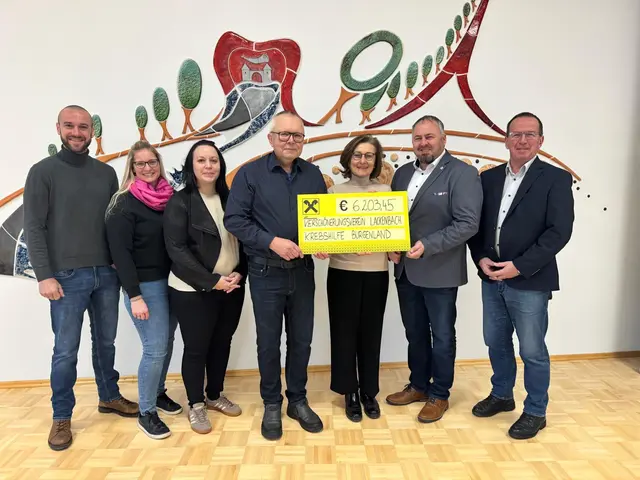 Spendenübergabe: Der Verschönerungsverein Lackenbach übergab 6.203,45 Euro an die KRebshilfe Burgenland. | Foto: Krebshilfe Burgenland