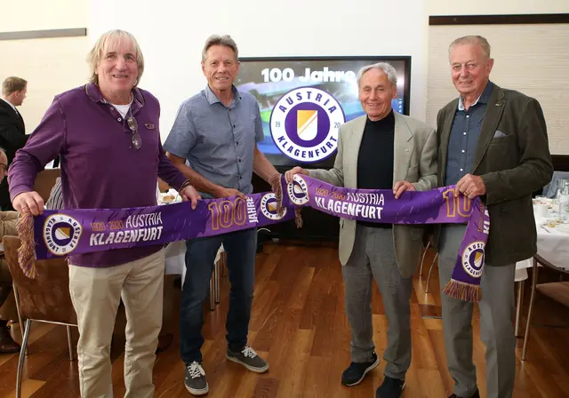 (v.l.) Helmut König, Walter Koch, Franz Hasil und Walter Ludescher im Rahmen eines Legendentreffens. | Foto: QSpictures/Austria Klagenfurt