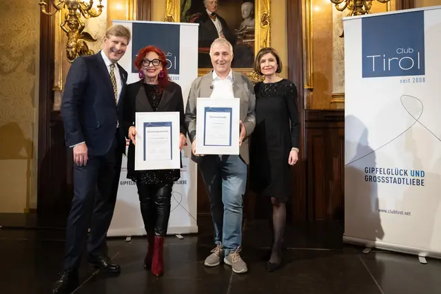 Club Tirol Präsident Julian Hadschieff, Charlotte Sengthaler, Herbert Rieser und Club Tirol-Vizepräsidentin Renate Danler | Foto: Club Tirol/Ulrike Wieser