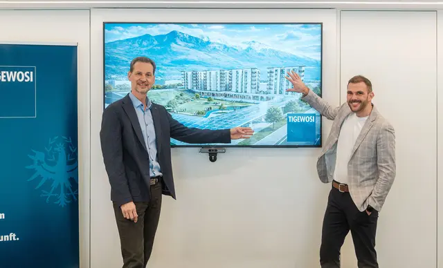 Edgar Gmeiner (links) – seit 1. Jänner 2025 kaufmännischer Geschäftsführer – bildet mit Florian Rangger (rechts) – seit 1. Jänner 2026 technischer Geschäftsführer – die neue Doppelspitze der TIGEWOSI. | Foto: TIGEWOSI