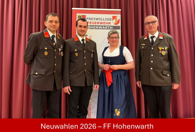 Hohenwarth: Stefan Obritzhauser, Lukas Hausdorf, Bürgermeisterin Daniela Hagenbüchl-Schabl, Rudolf Zehetgruber | Foto: BFKDO Hollabrunn