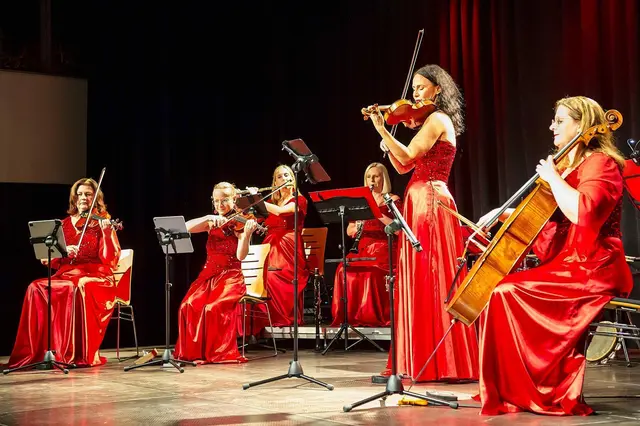 Das "erste Damensalonorchester mit Herren" spielt zum Neujahrskonzert auf.  | Foto: Walzerperlen