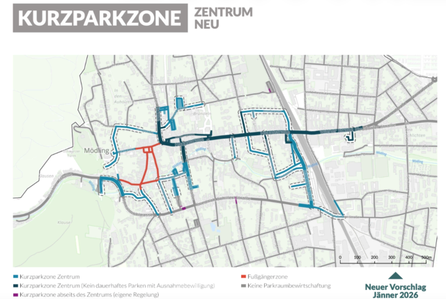 Die erweiterte Kurzparkzone in Mödling. | Foto: Screenshot/Stadtgemeinde Mödling