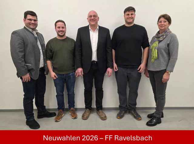 Ravelsbach: Vizebürgermeister Ing. Harald Naderer, Feuerwehrkommandant-Stv. Elias Grubhofer, Feuerwehrkommandant Markus Buchmüller, Leiter des Verwaltungsdienstes Florian Stanek, Bürgermeisterin Mag. Auguste Lehner | Foto: BFKDO Hollabrunn