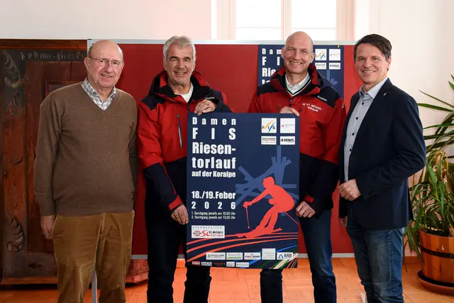 Helmut Karner (Koralm Ski GmbH), Gerhard Hofstätter und Jürgen Blassnegger vom SC St. Michael-Koralpe, Bürgermeister Alexander Radl (v.l.) | Foto: Stadtgemeinde Wolfsberg