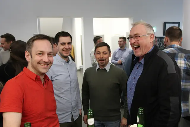 Hubert Huemerlehnter, Kapellmeister in Steinbach am Ziehberg(li.) mit Simon Stadler, Thomas Pöllhuber und Günter Huemerlehner (v.li.). | Foto: MeinBezirk/Staudinger