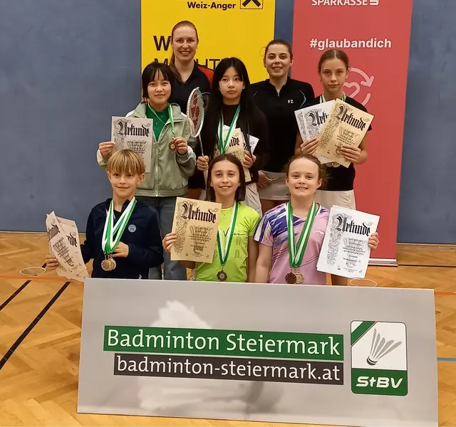 Die Sportlerinnen und Sportler der Europajugend Gleisdorf konnten 29 Stockerlplätze bei den steirischen Meisterschaften im Badminton erzielen. | Foto: Europajugend Gleisdorf