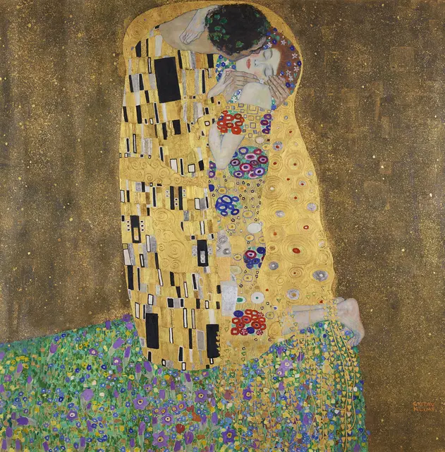 Gustav Klimts Meisterwerk "Der Kuss (Liebespaar)". | Foto: Belvedere, Wien