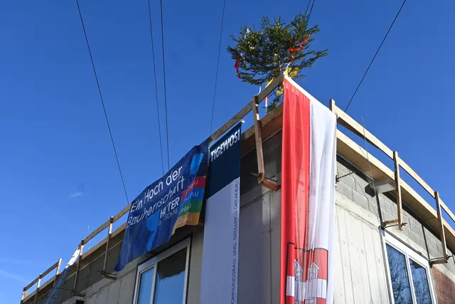 Die sichtbaren Hochstromleitungen über dem Haus, stellten eine Herausforderung beim Bau dar. | Foto: Königer