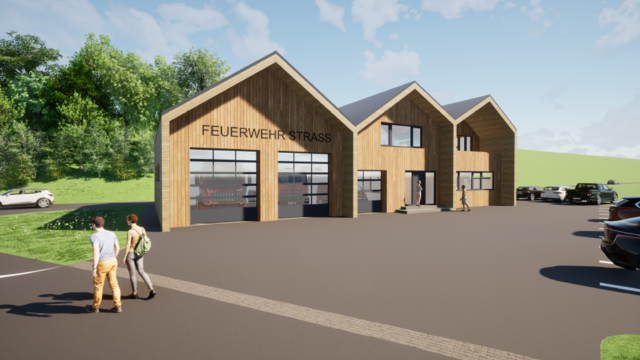 Das Feuerwehrhaus in Straß bekommt zudem einen neuen Zubau. | Foto: Gebetsberger ZT GmbH