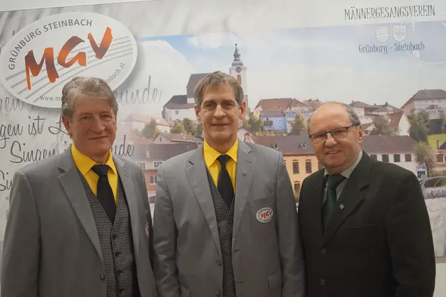 Alt-Obmann Hans Holzer, Obmann Martin Schiefermayr, Regionalobmann Konsulent Erich Infanger (von links) | Foto: MGV Grünburg-Steinbach